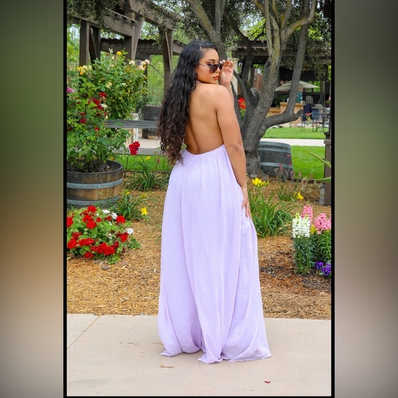 Elegant Lavender Halter Maxi Dress - Picture 5 of 5